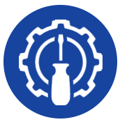 Graphic representation of a screw drive, symbolizing lifetime fine-tuning services included for hearing aids, with a focus on precision and durability