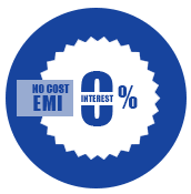 Graphic showing 'No Cost EMI with 0% Interest,' highlighting the option to purchase hearing aids with zero interest on EMI payments